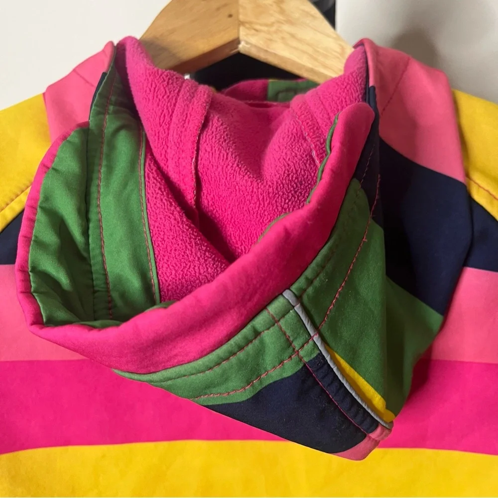 M2C Girls Sz 4T Rainbow‎ Striped Fleece Lined Hooded Windbreaker Jacket